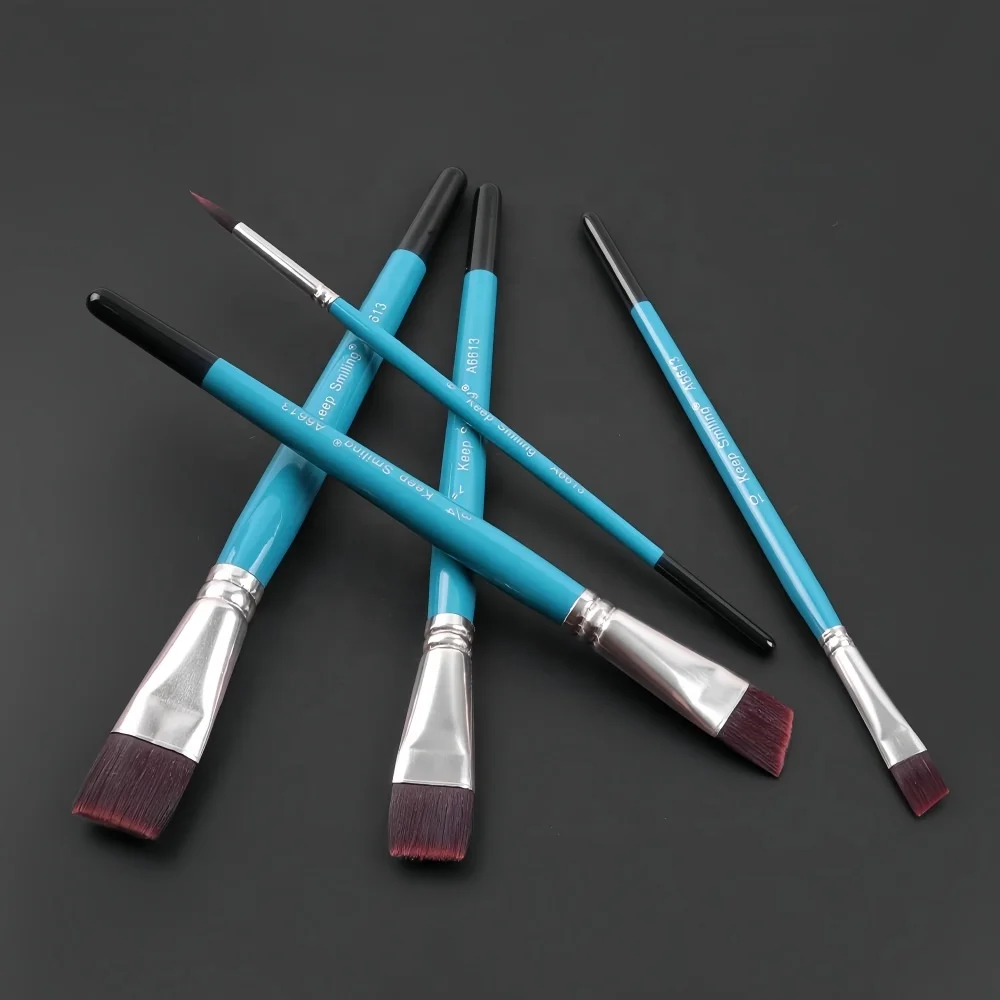 Keep Smiling 12pcs Paint Brush Set Nylon Hair Artist Paint Brushes Wooden Handle Paintbrush Set For Supplier
