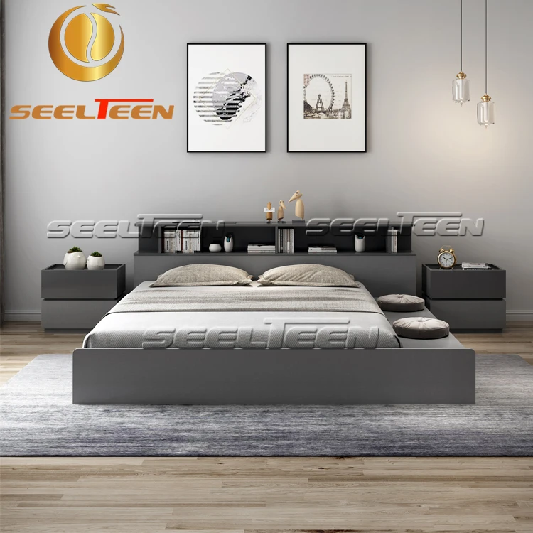 Luxury Classic Bedroom Furniture Wooden Nordic Bed With Storage