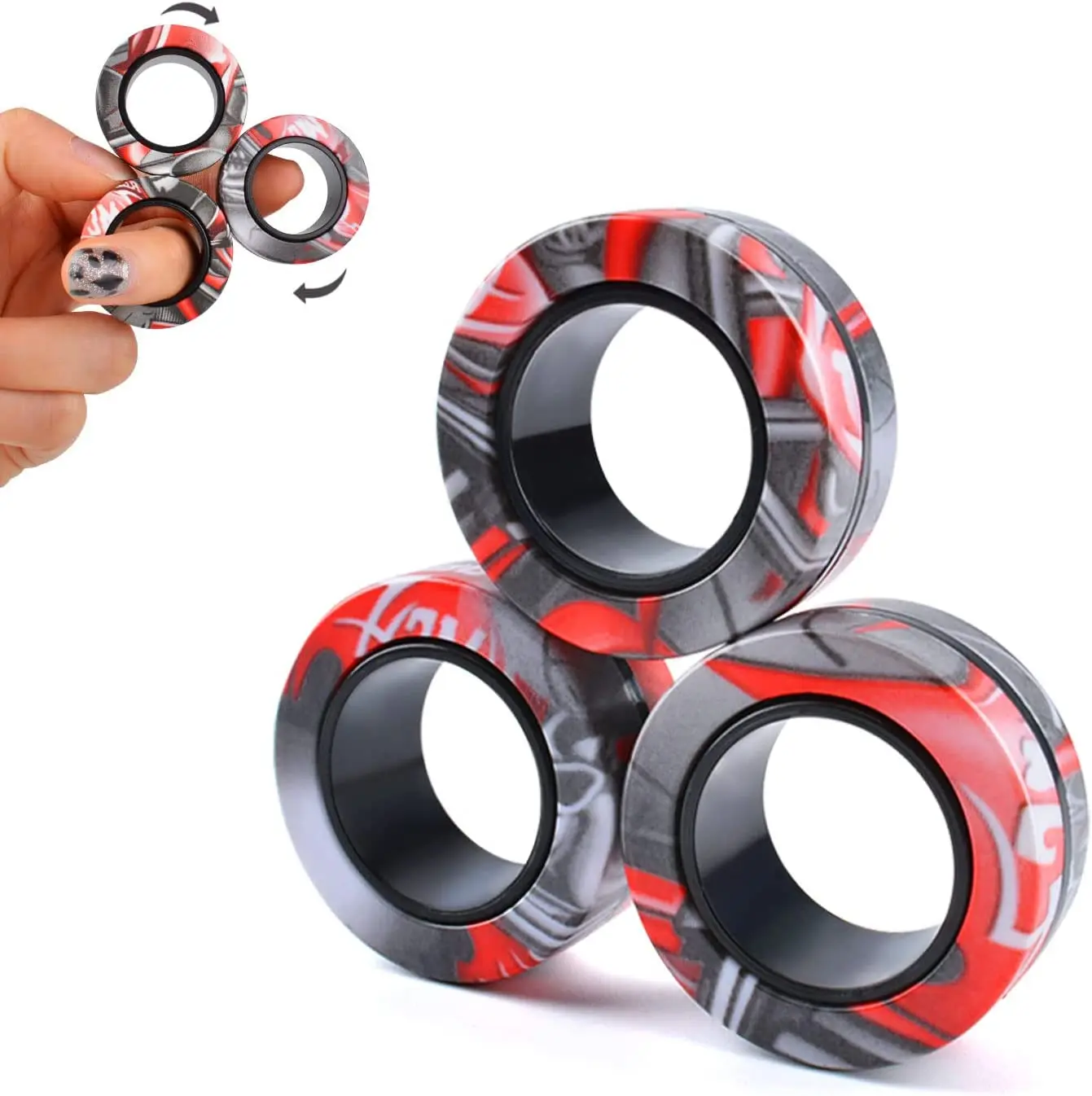Magnetic Fidget Ring Stress Relief Sensory Toy  Decompression Spinner Fidget Toy 3PCS for Adults