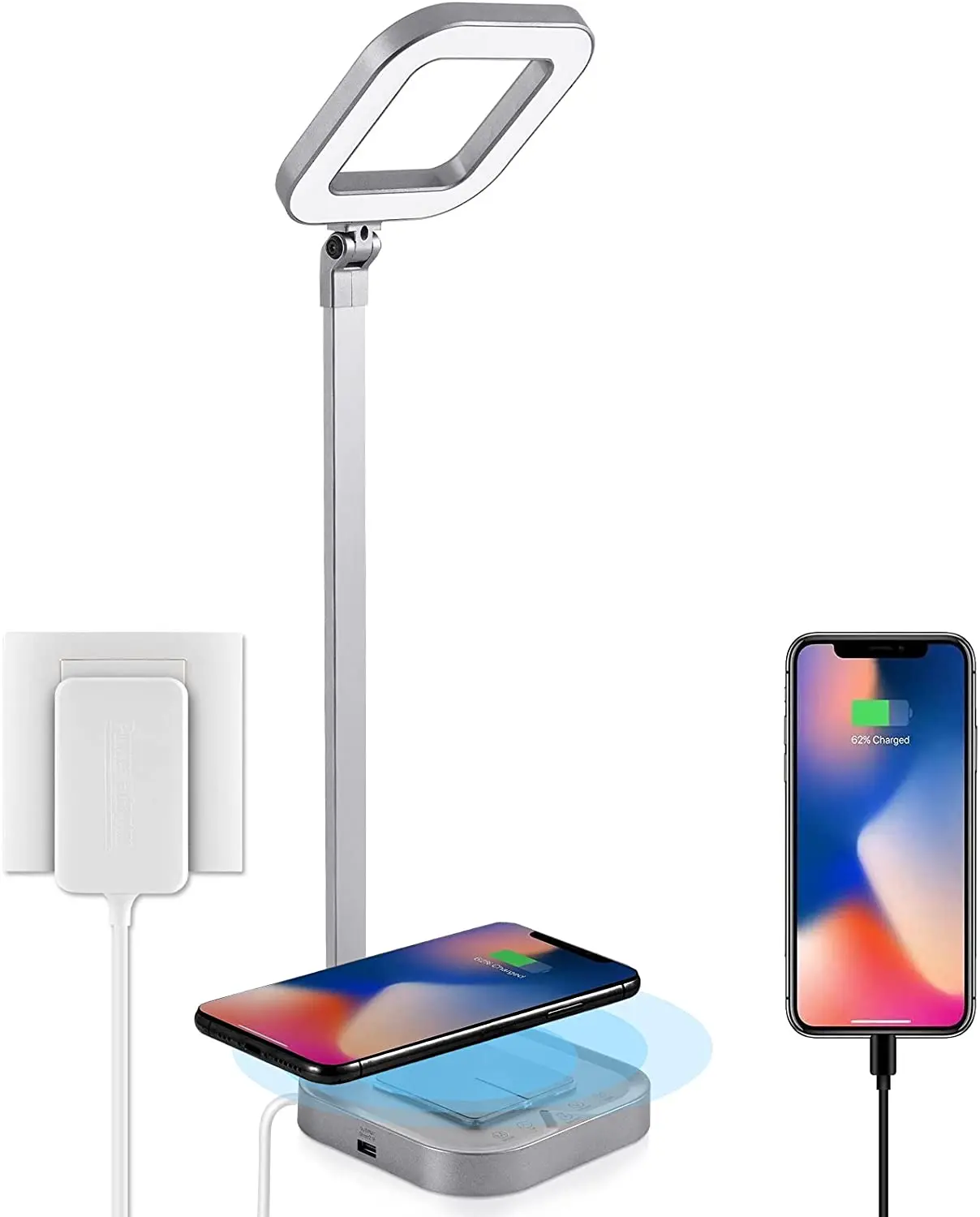 
Настольная лампа LAOPAO с сенсорным управлением, 5 цветов, 5 уровней яркости, светодиодная настольная лампа с беспроводным зарядным устройством 10 Вт 