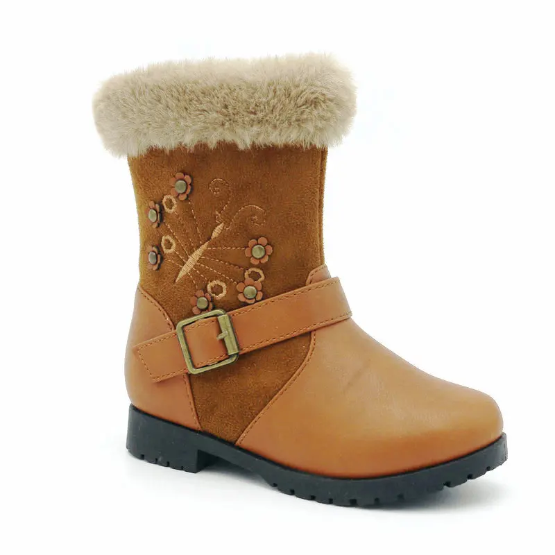 Wholesale Fashion Kids Faux Fur Outdoor Padded Warm Fuzzy Dress Children Shoes Winter Boots for Girls