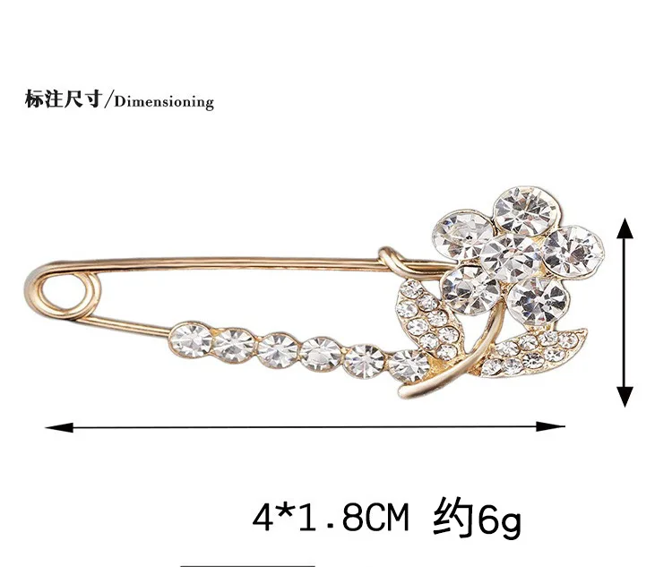Fashion Charm Women Wedding Crystal Safety Accessories Brooch Pins for Women