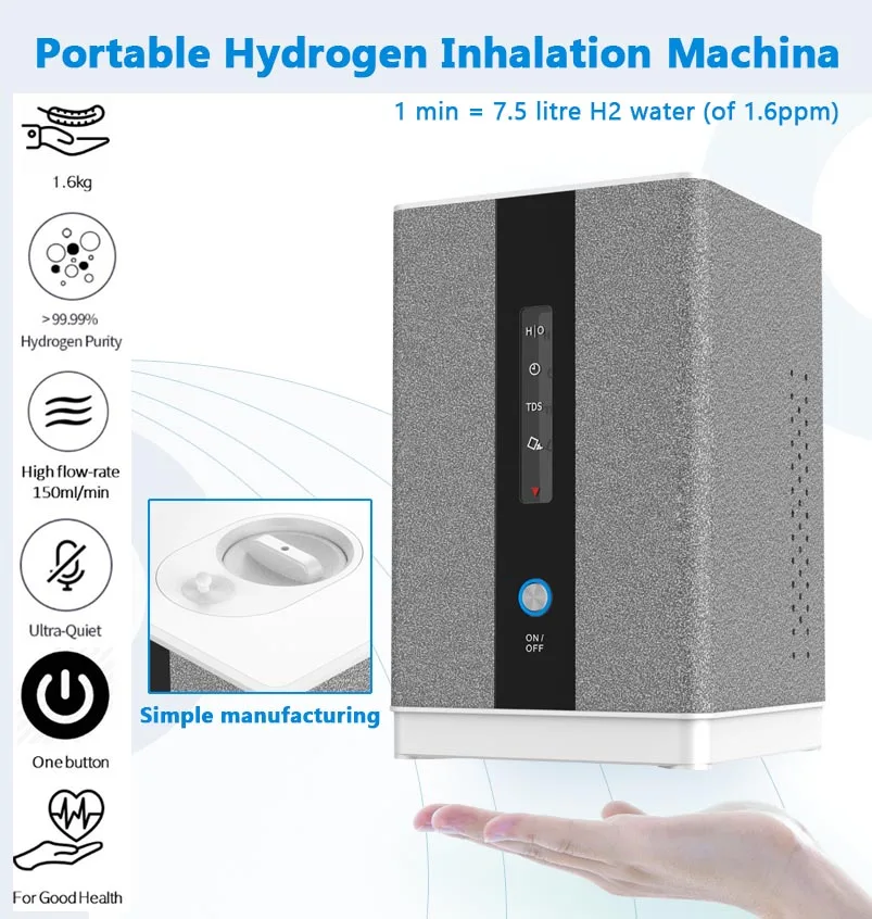  99.99% pure health gas inhalation machine PEM portable hydrogen