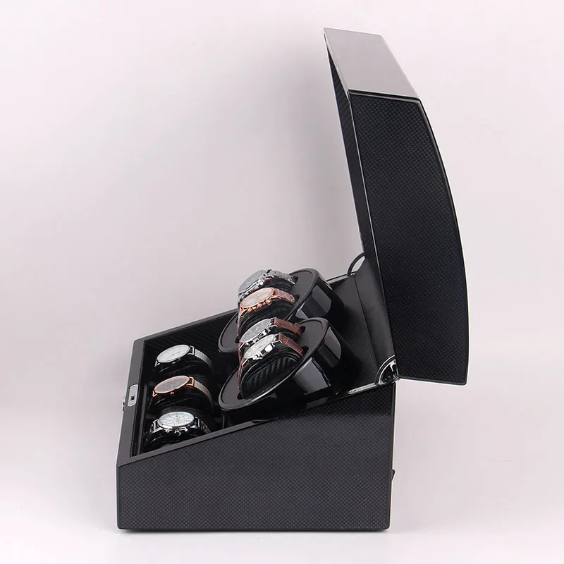 
Luxury carbon fiber watch winder for 4+6 watches storage in stock motor box 