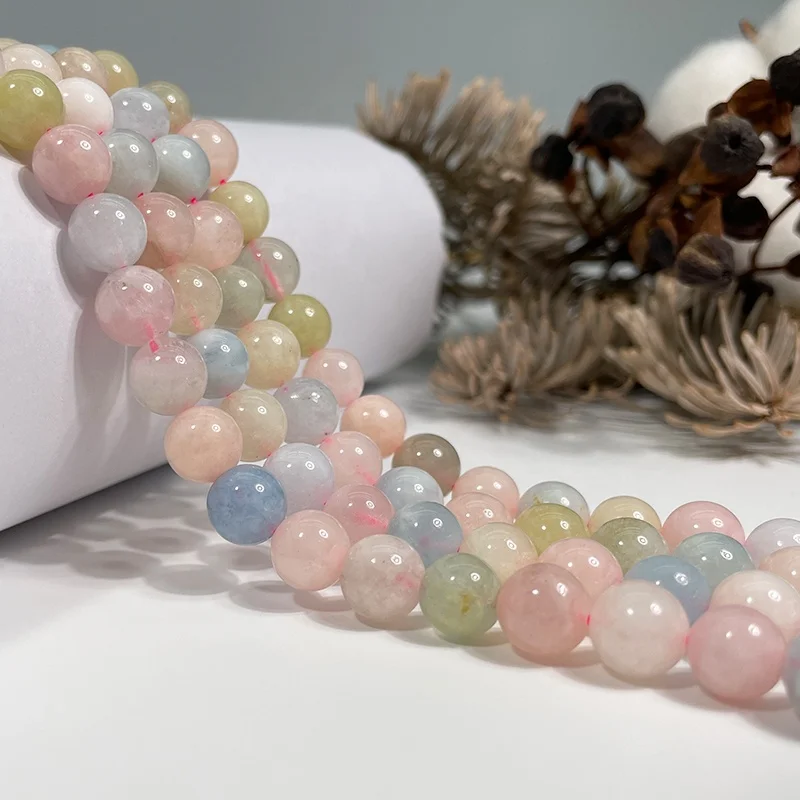 Wholesale Morganite Round Loose Beads for Jewelry Making Natural Gemstone Beads beads for jewelry making