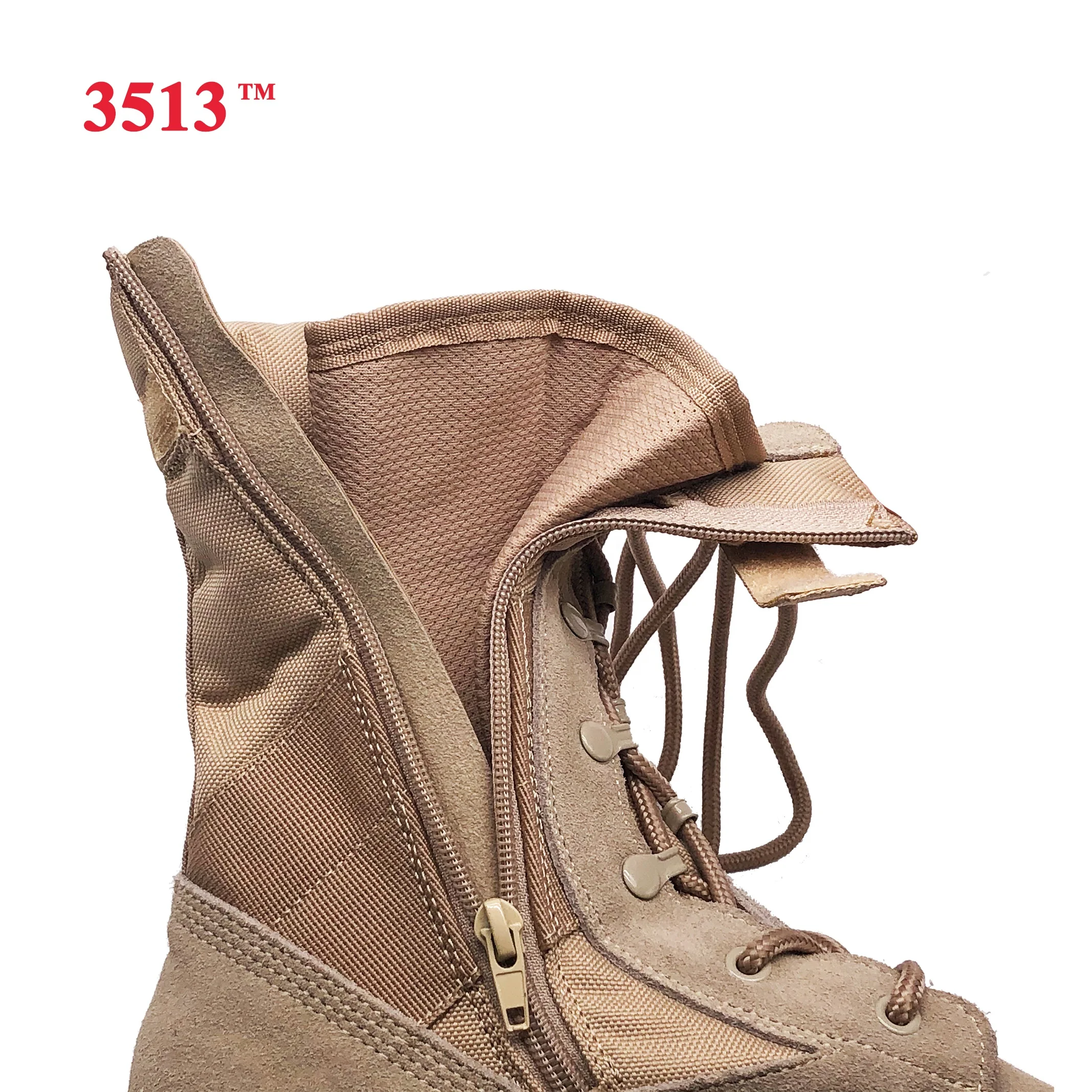 genuine leather and canvas desert combat boots  with zipper shoes for men