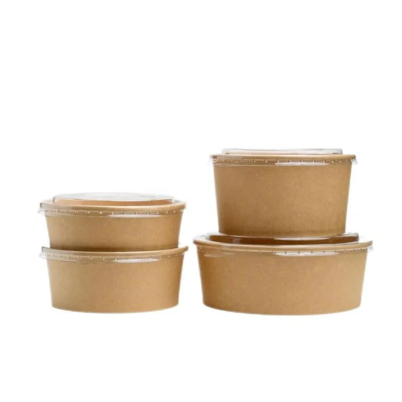 Disposable takeout packaging cup biodegradable soup ice cream snack porridge paper bowl food container with lids