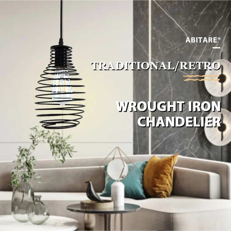 Nordic Art Iron Vintage Hanging Lamp Restaurant Home Hotel Decorative Pendant Light