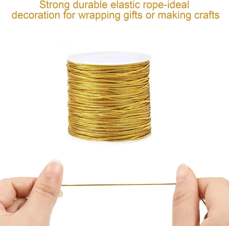 Decoration DIY Gold and Silver Metallic Handmade elastic ties loop cord for Christmas Elastic String
