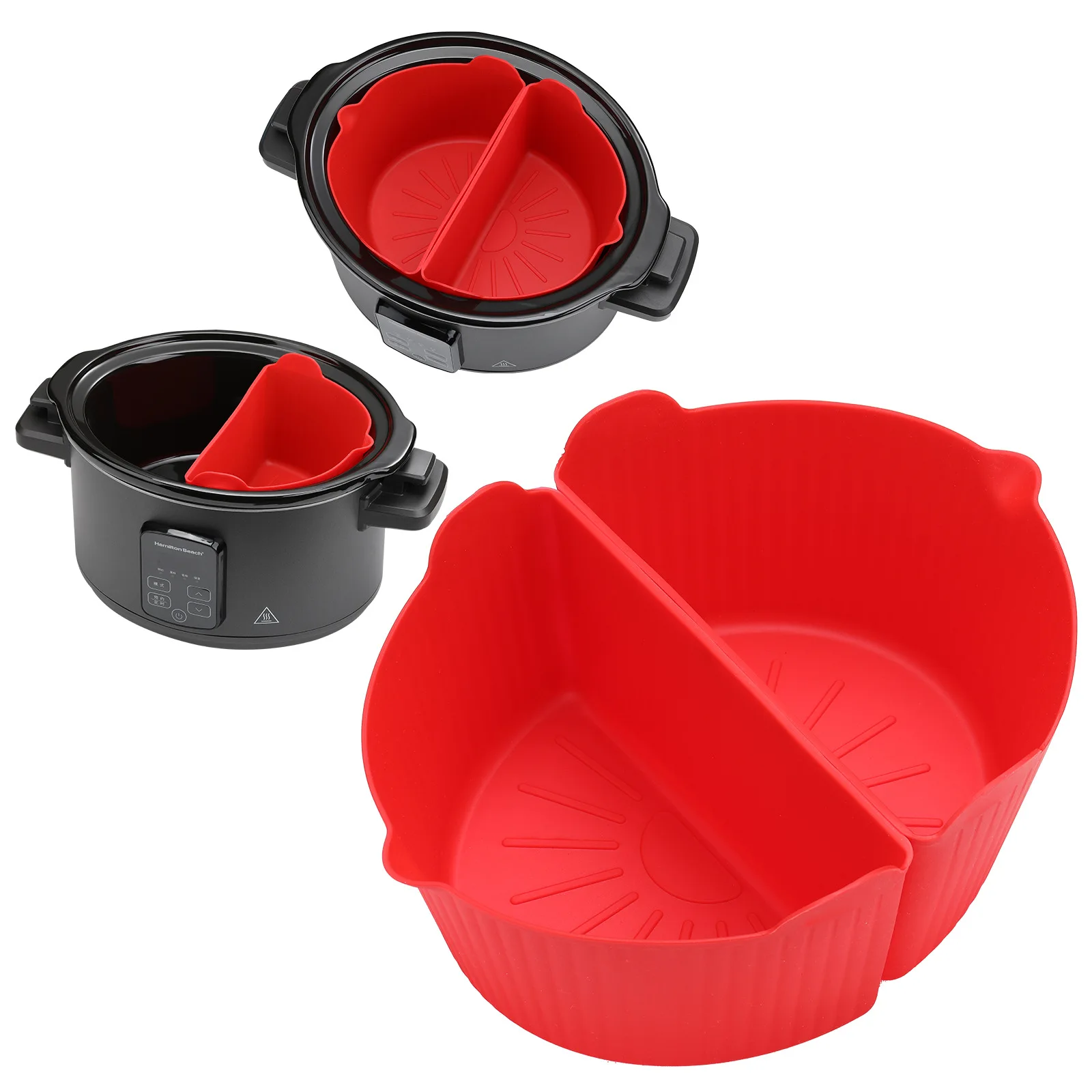 Factory Slow Cooker Divider Silicone Insert Liners Fit 6 Qt Crockpot Reusable Leakproof Silicone Slow Cooker Divider Liners