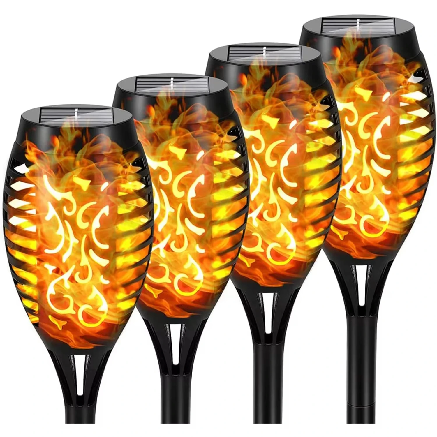 Factory Price 96 Leds Powered Energy Christmas Tree Decorative Lawn Lamp Flickering Fire Flame Outdoor Garden Lights