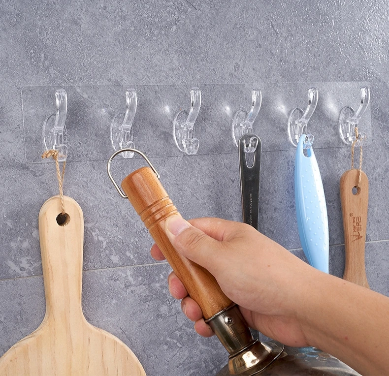 5 hooks  Non-Trace No-Drilling Transparent Self-Adhesive Key Rack Organizer for Entryway and Kitchen