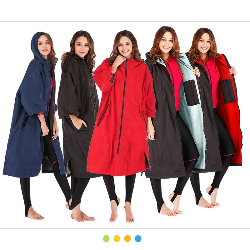 Thick winter windproof keep warm waterproof changing dry robe surf poncho