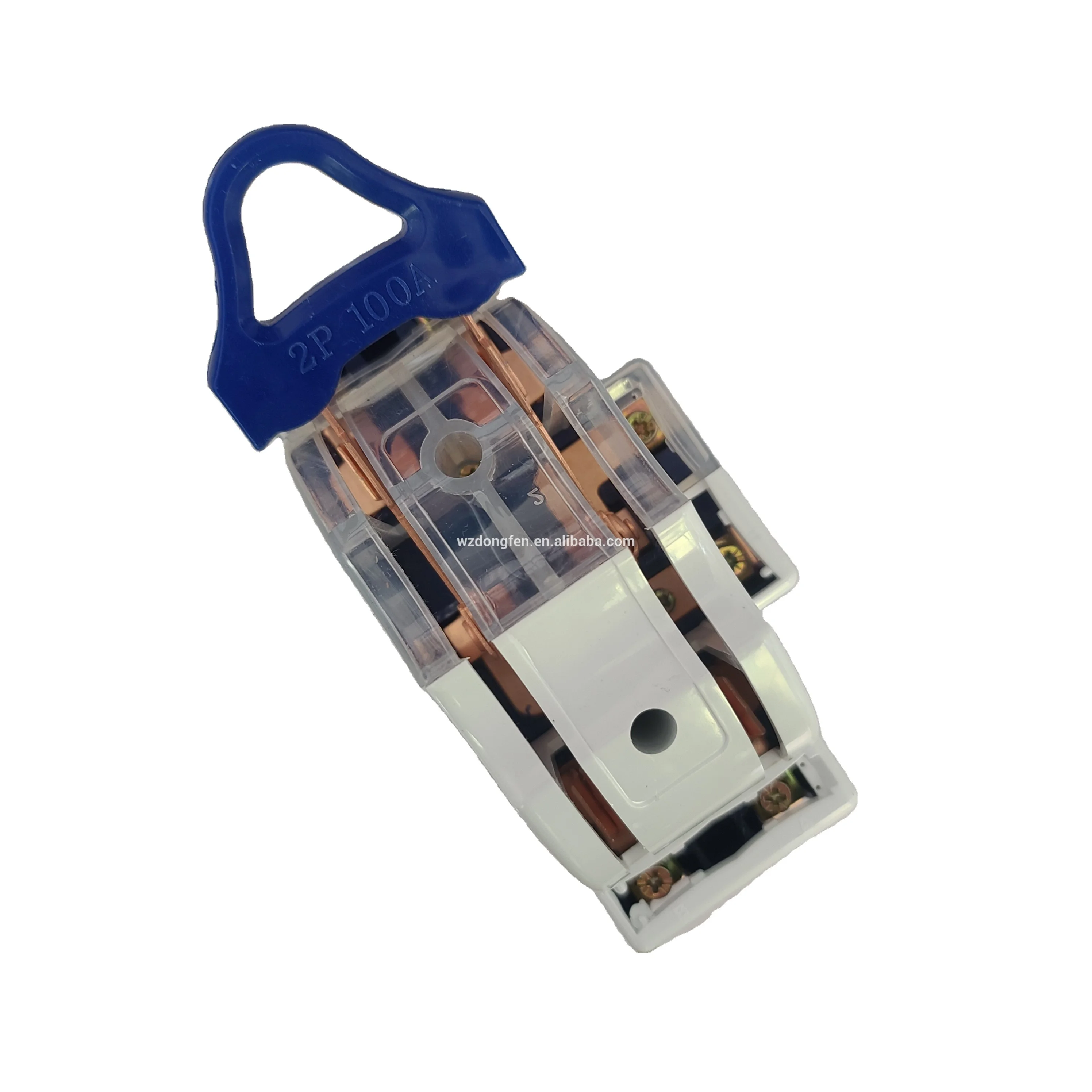 New type Wavy translucent white knife switch with lamp 2 pole 100 amp double throw iron changeover knife switch