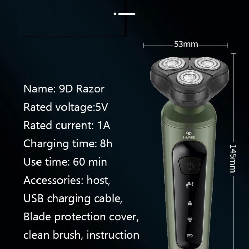 4 In 1 Waterproof USB Rechargeable Rotary Electronic Shaving Machine Beard Trimmer Razor Foil Electric Shaver For Men