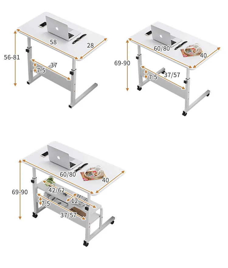 Desk Wood Bedside Lift Computer Desk Office Home Work Laptop Table With Phone Holder Study Desktop With Wheels