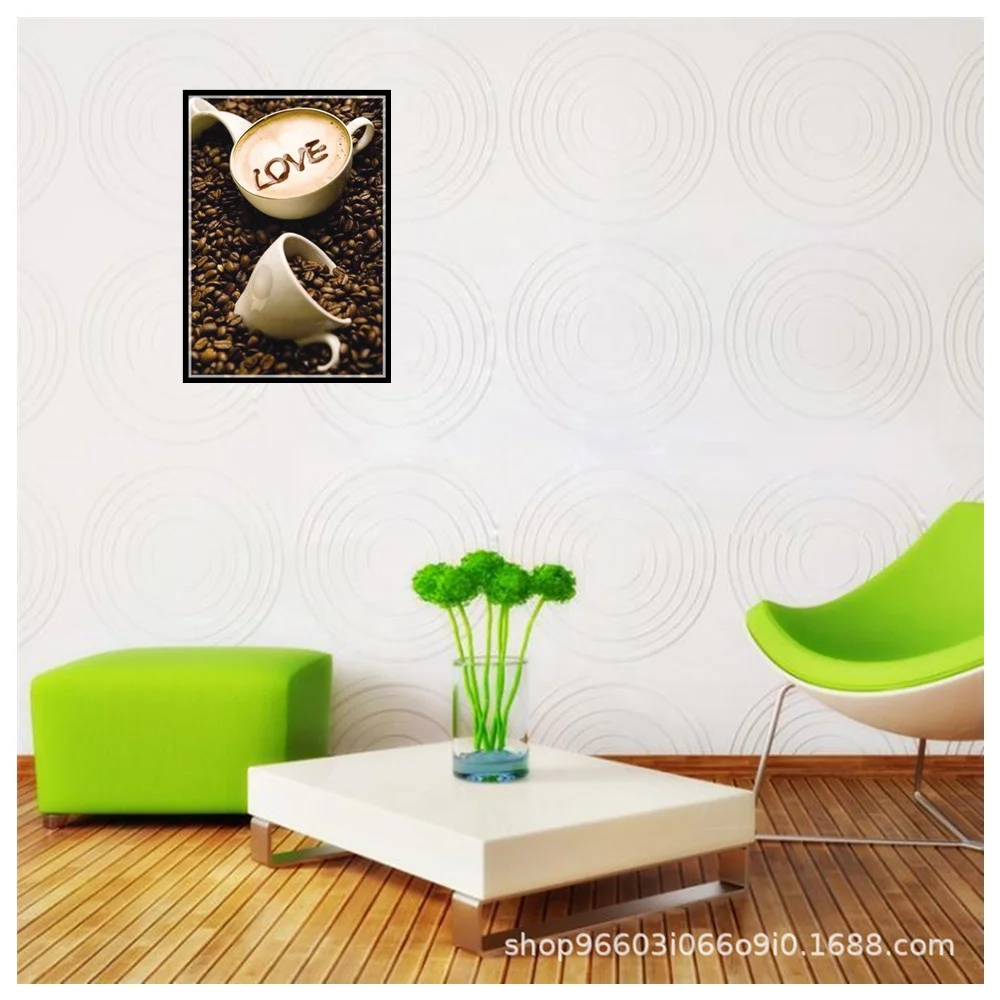 
Simple life 5D DIY hand cross stitch mosaic decor coffee and coffee bean decor gift full diamond painting 