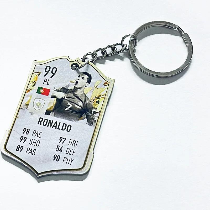 Custom Acrylic Football Player Star Card Key Chain Soccer Star  Key Ring  Promotional Gift Car KeyChain