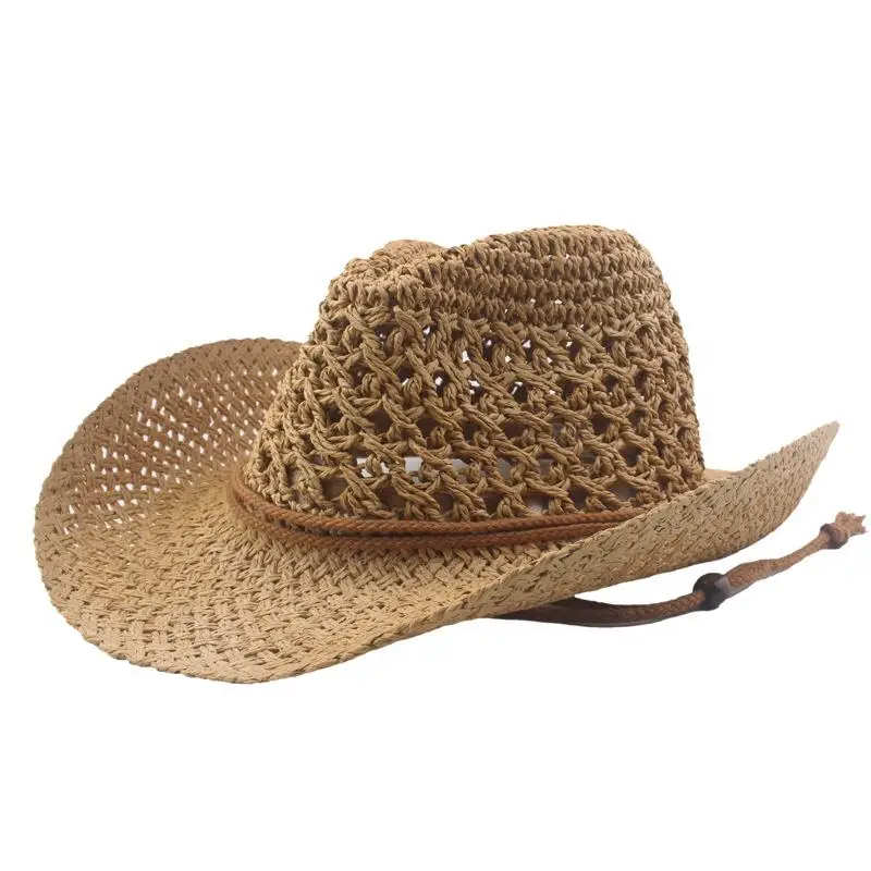 Womens Mens Paper Summer Sun Beach Mexico Straw hat unisex Sombrero Hombre Panama Western Cowboy Hat