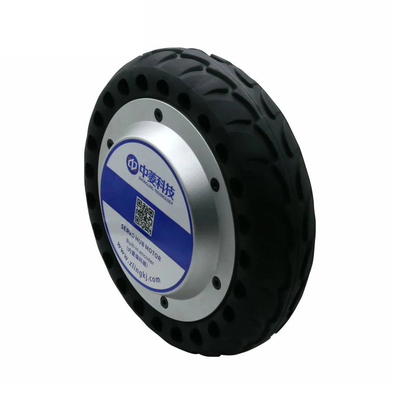 ZLTECH IP65 8inch 24V 350W 150kg load waterproof rubber tire BLDC wheel hub motor engine with 14bit encoder for delivery robot