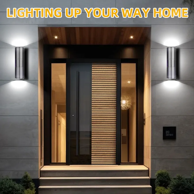 Modern Outdoor 6W LED Wall Light IP65 Black Aluminum Base Wall-mounted Cylinder up Down House Decorative Surface Mount Lamp