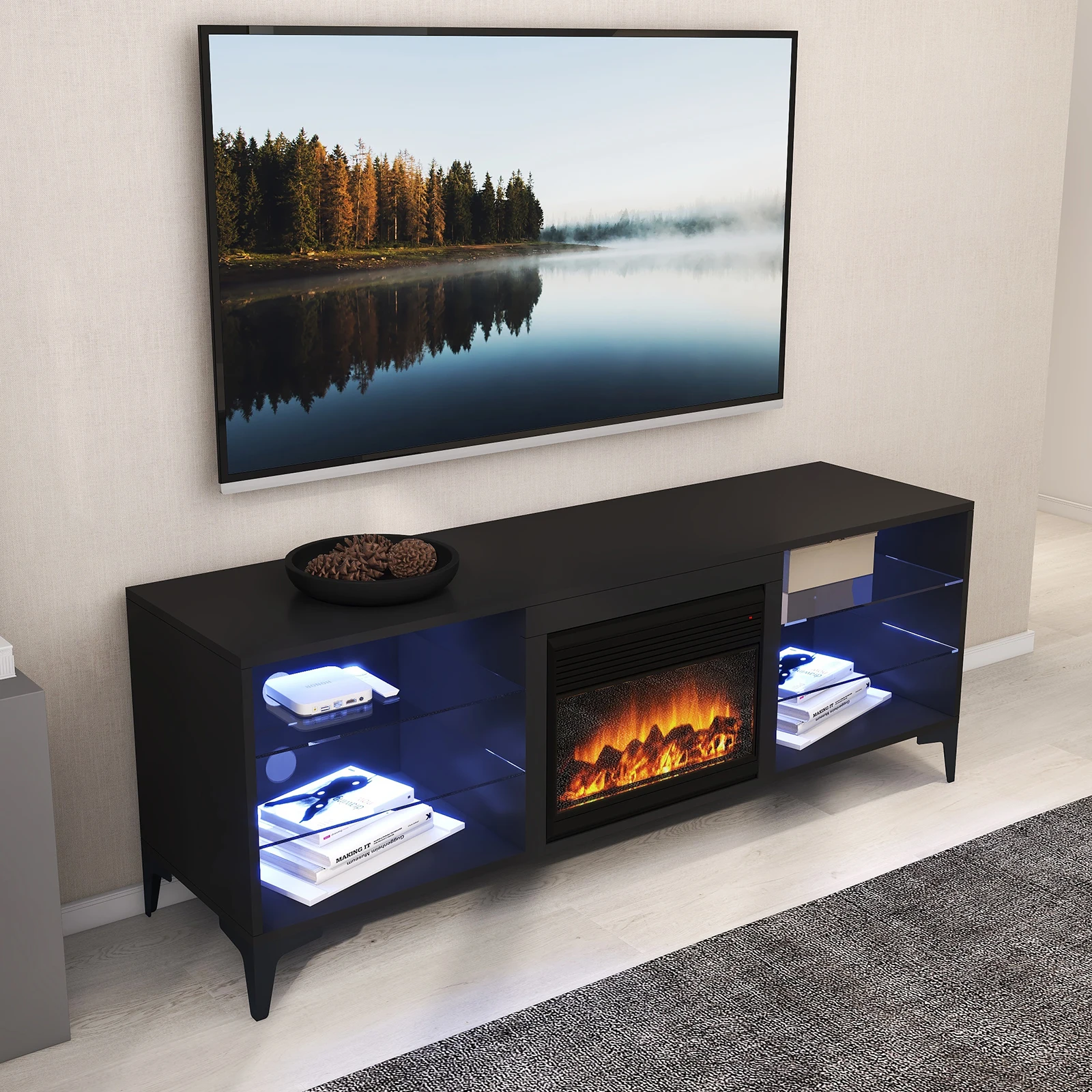Best sale 40 inch lcd plasma tv stands furniture artificial fireplace tv bench imported china glass tv cabinet