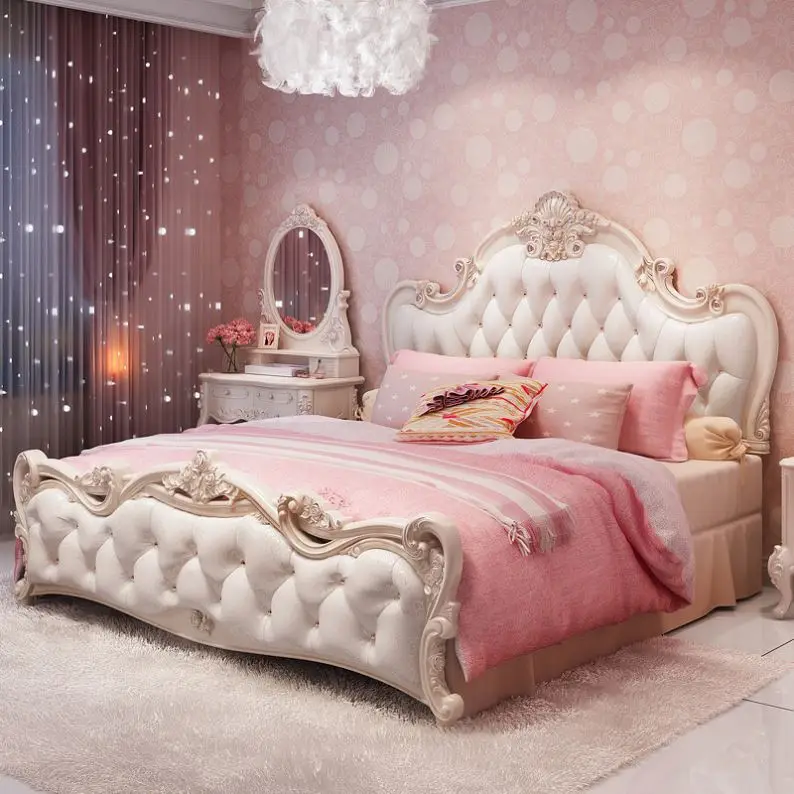 Новая Кровать в Европейском стиле, современная простая кровать принцессы для девочек, свадебная кровать, комплект мебели для детской комнаты