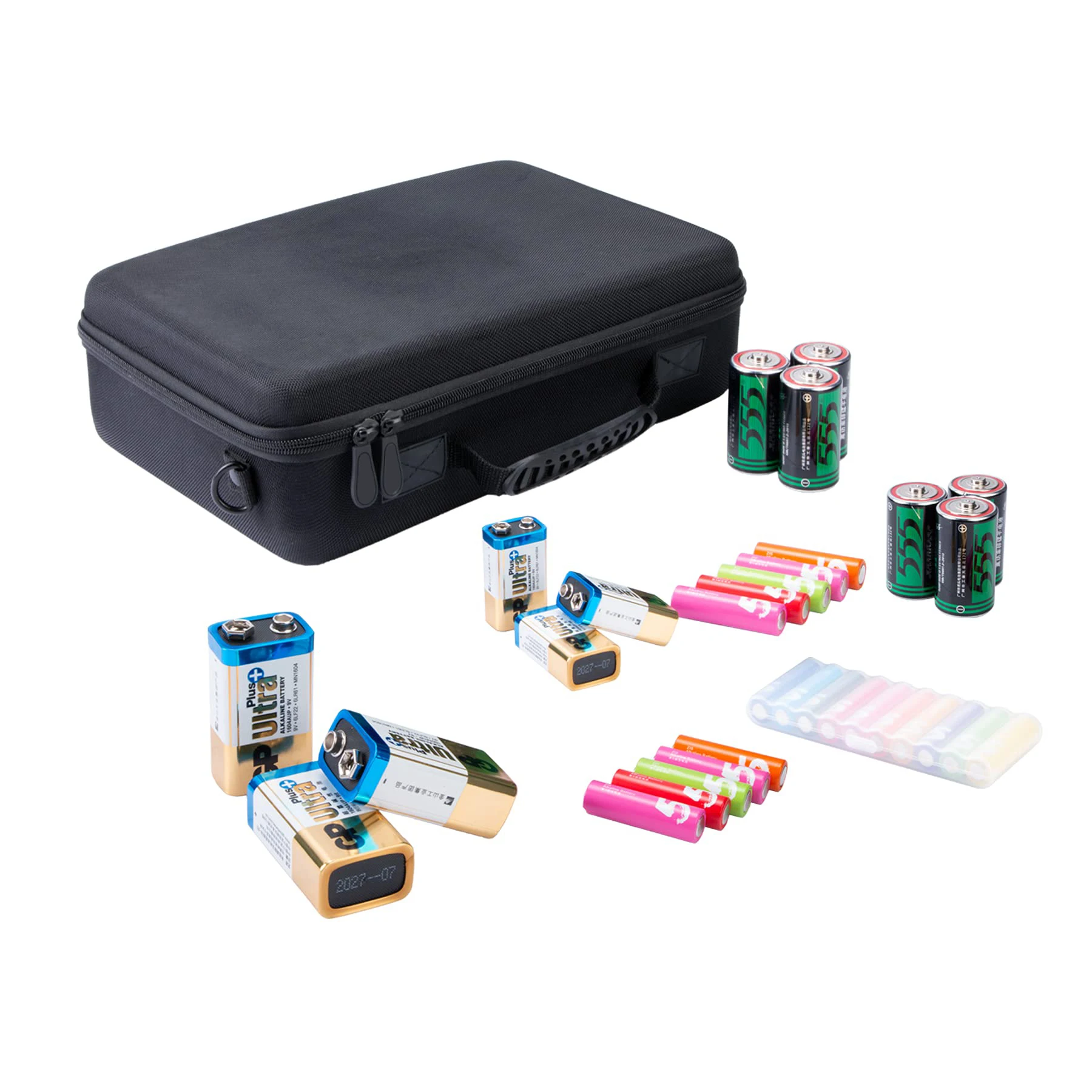Hard Battery Organizer Carrying Case Bag Holds Batteries AA AAA C D 9V 3V Battery Tester Storage Case