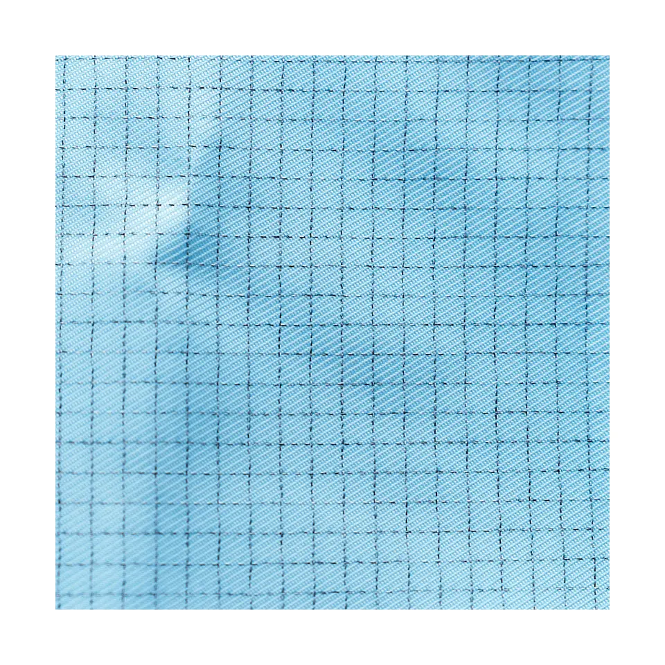 Оптовая продажа, синяя 0,2 см клетчатая 3/2 полиэфирная Антистатическая огнестойкая ткань для защиты одежды, изоляционная одежда