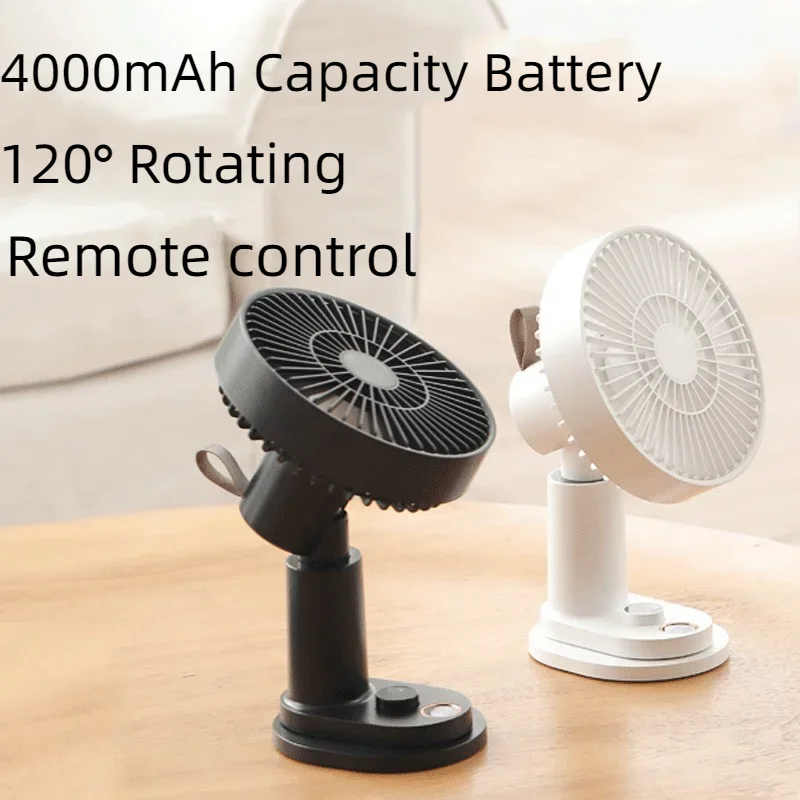 USB Rechargeable Portable Desk Folding Cooling Fan Outdoor Camping Mini Floor Fan 4000mAh Home Office Silent Fan with Clip
