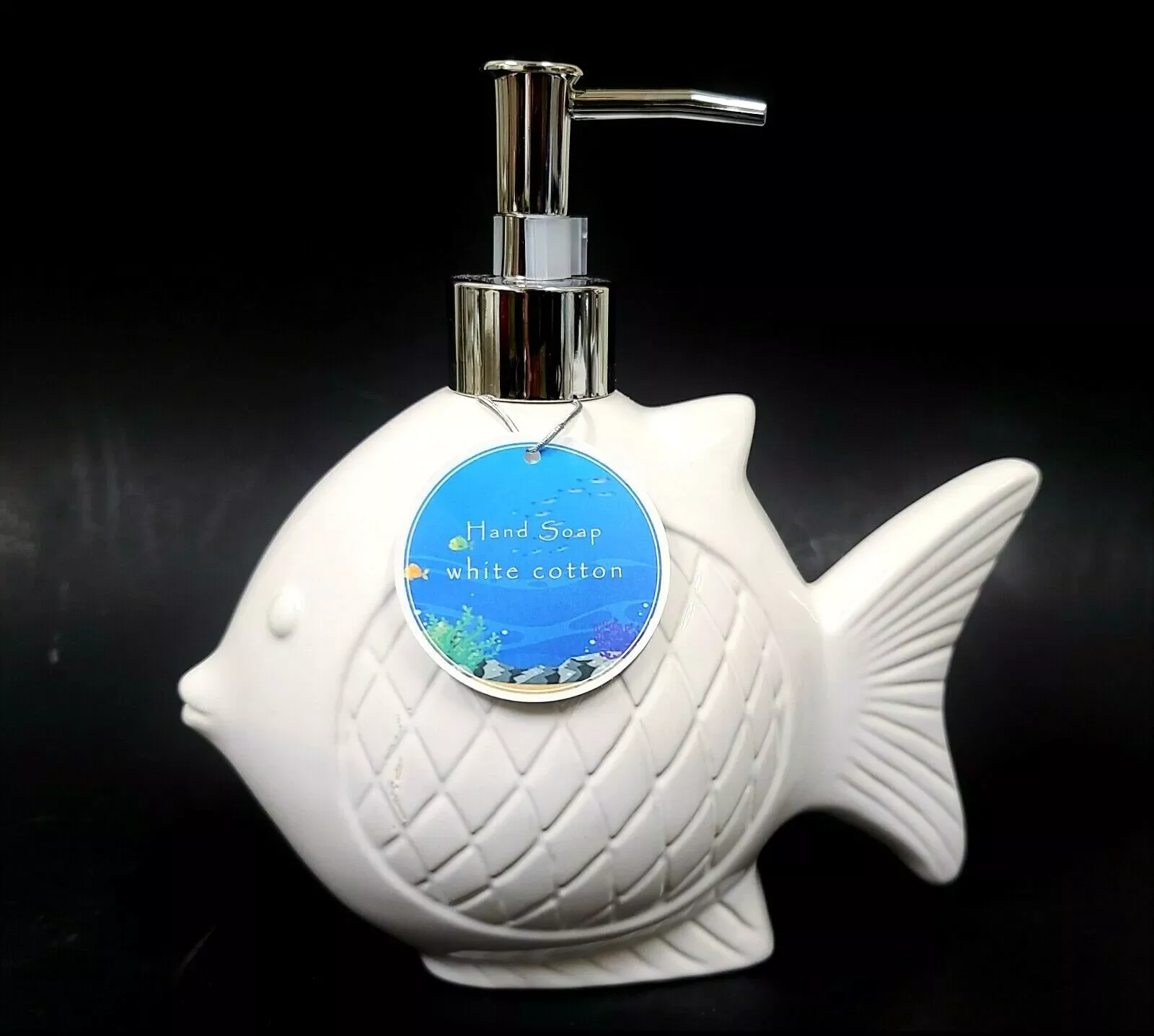 3D FIish with cotton Soap,Dispenser Silver Pump,Bath Shop Canada White Ceramic Soap Dispenser