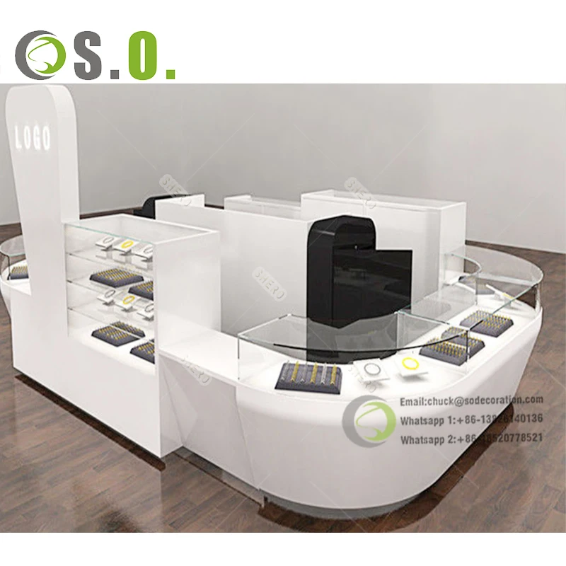 Shopping Mall Jewelry Retail Store Furniture Custom Glass Display Showcase Cabinet Jewelry Kiosk