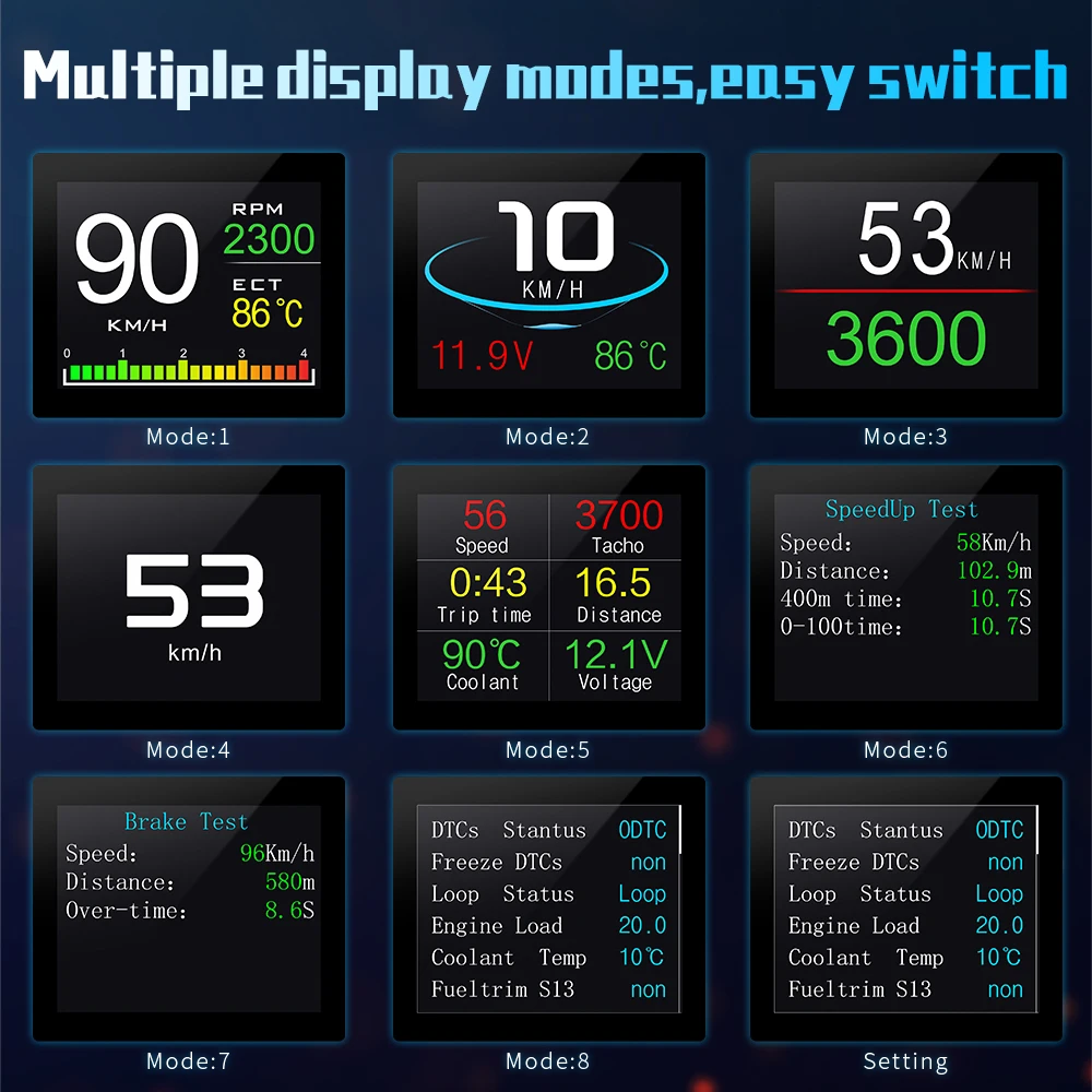 WiiYii P10 автомобиля HUD Многофункциональный цифровой измеритель сигнализации скорость воды-датчик температуры неисправности испытаний для детей возрастом от 12V