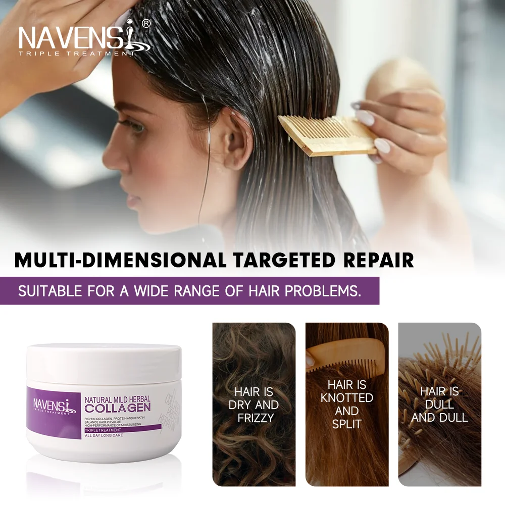 Navensi Professional Custom Made Best Natural Mild Herbal Collagen Repair Deep Moisturizing Hair Mask For All Hair Type