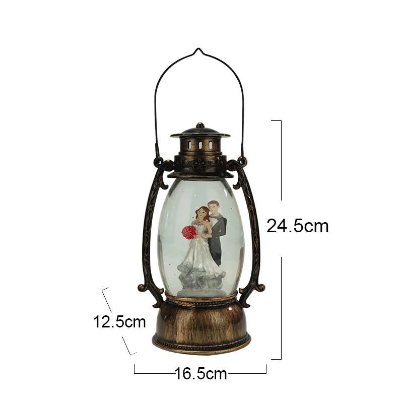 Custom Resin figurine lantern lights Snow Globe lovers wedding water ball LED light glass ball home decoration Wedding gifts