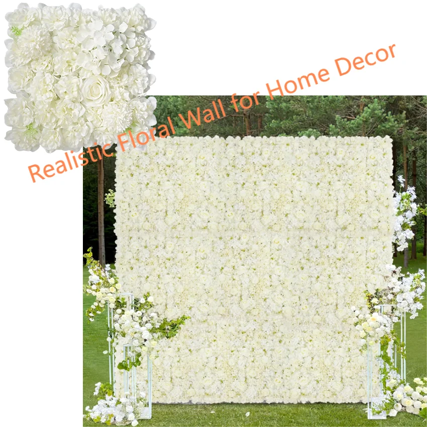 Artificial Wall Flower Backdrop 3D Silk Rose Floral Panel for Photo Background Home Party Wedding Backdrop Decoration