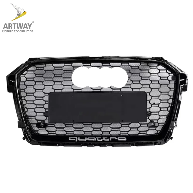 RS1 стиль передний бампер решетка для Audi A1 S1 глянцевый черный гриль 2016-2018 ABS honeycomb