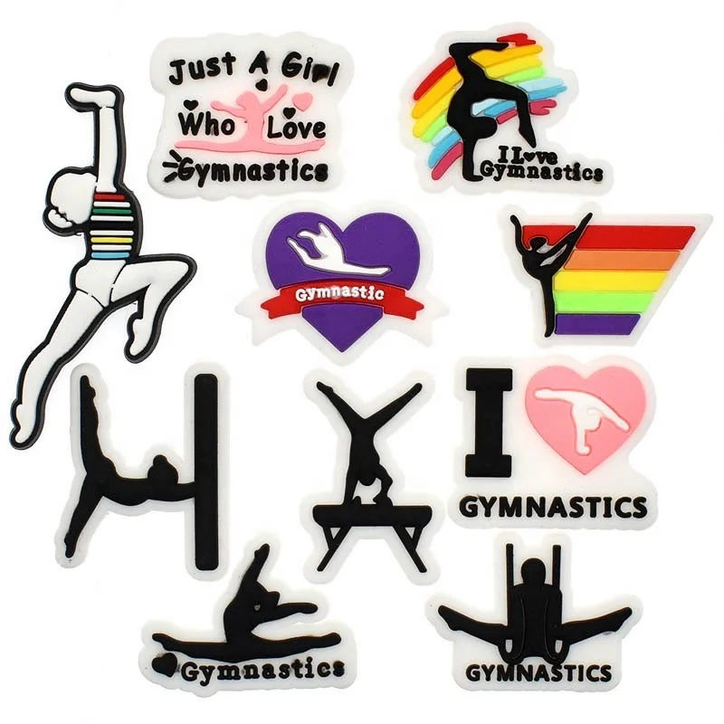 Wholesale Hot Selling Gymnastic Series Crco Shoe Charms Shoe Accessories Soft Pvc gymnastic Fitness croc charms
