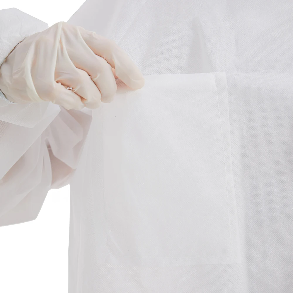 Disposable PP Lab Coat / Visit Coat with Botton Uniform for Hospital for Unisex 50-65gsm Nonwoven