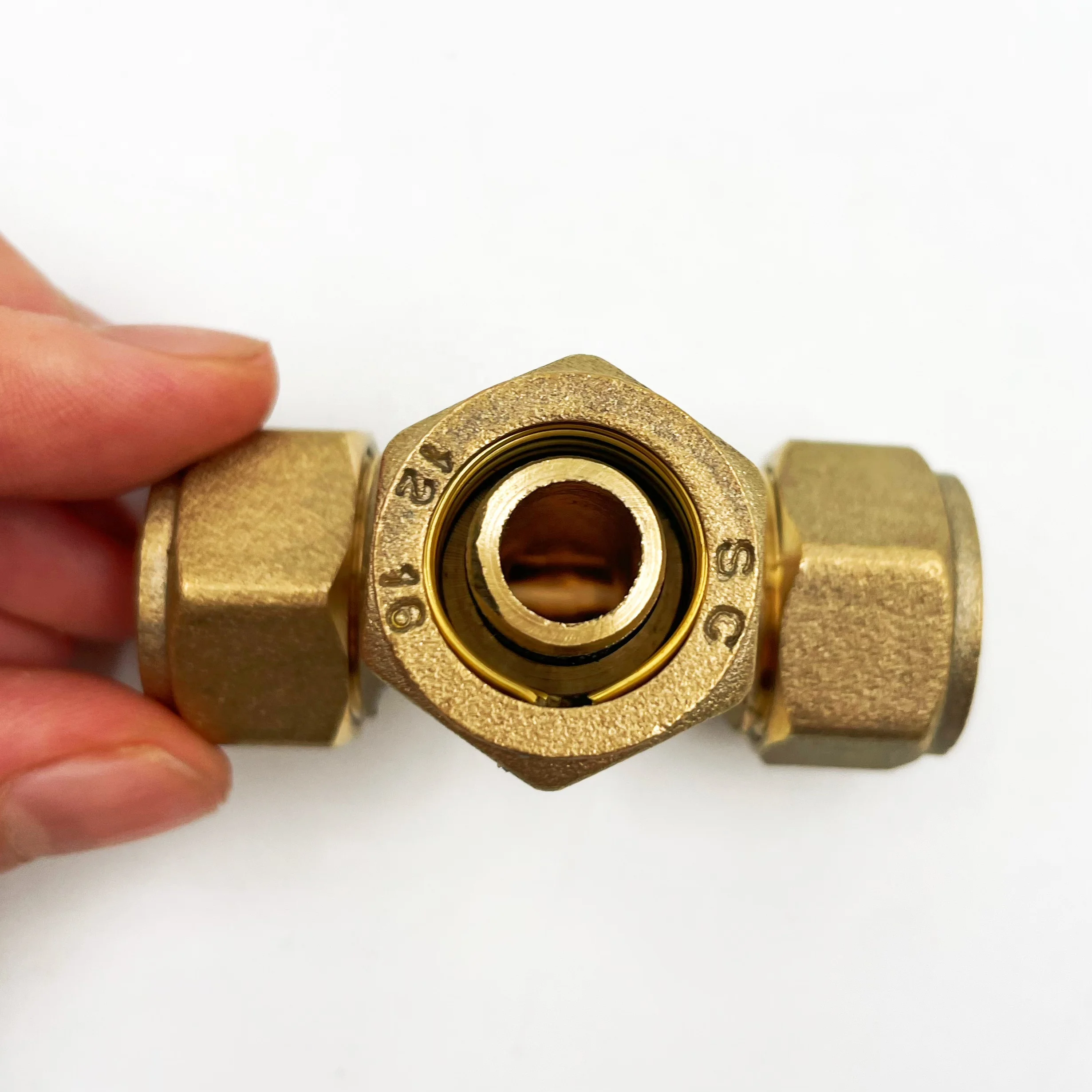 Brass High Pressure 3 Way Equal Tee Pipe Fitting Connector Ferrule Elbow Internal Tooth External Wire