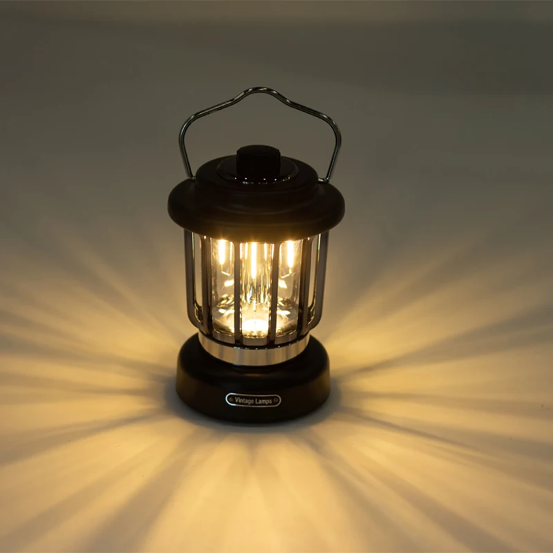 Dim able Outdoor Indoor Night Light Camping Lamp Retro Antique Copper Lanterns