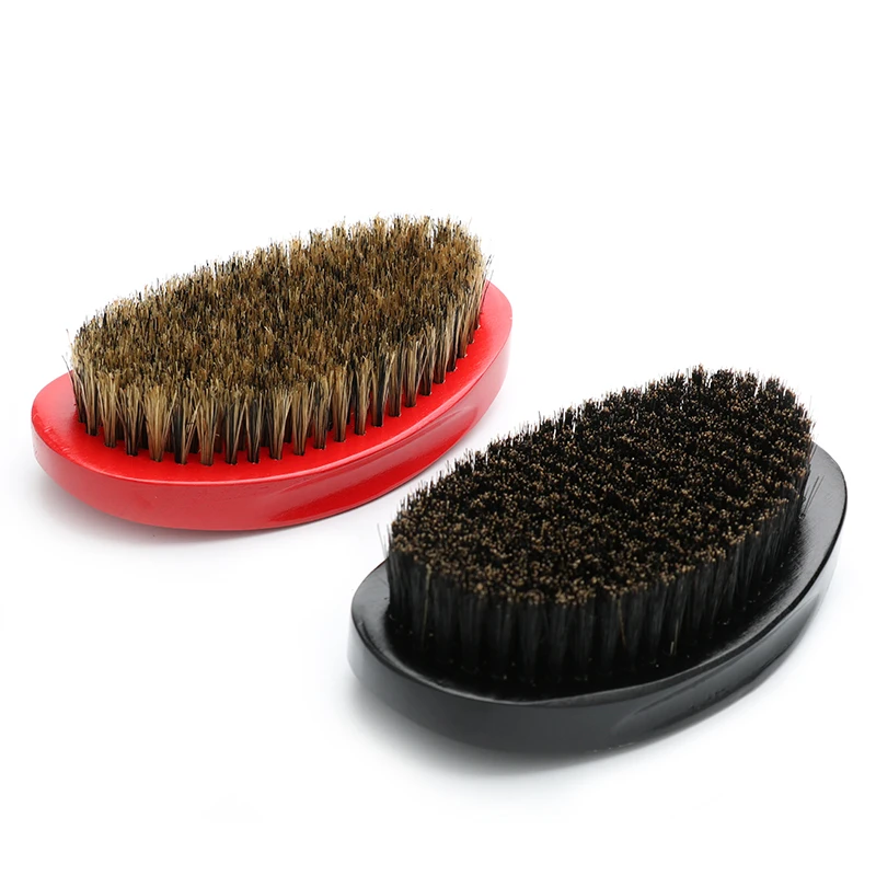 2020 New style Custom wholesale boar hair comb good quality men beard brush oval shape 360 curve wave bristle beard brush