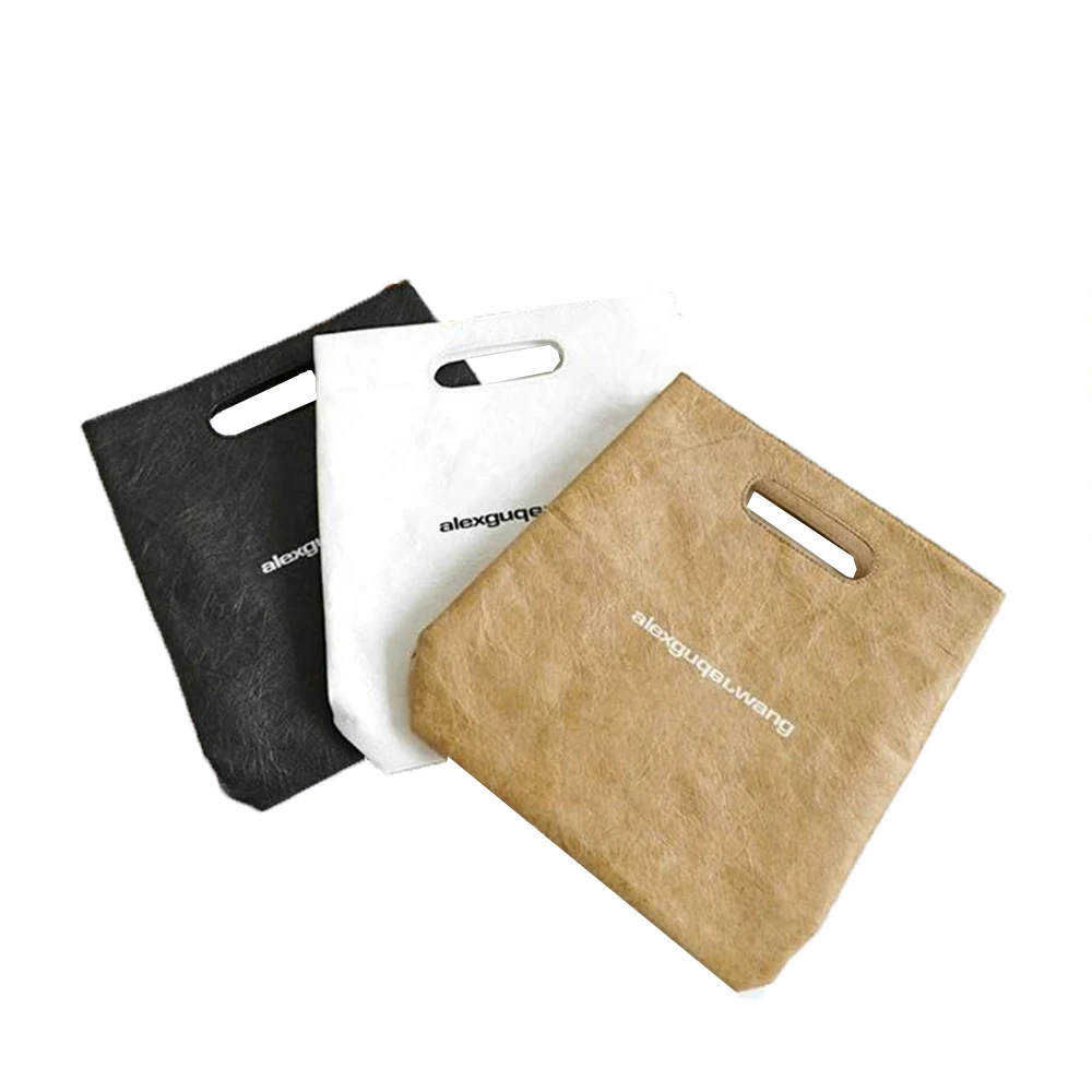 Easy To Carry Brown Durable Foldable Washable With Lining Custom Tyvek Tote Bag