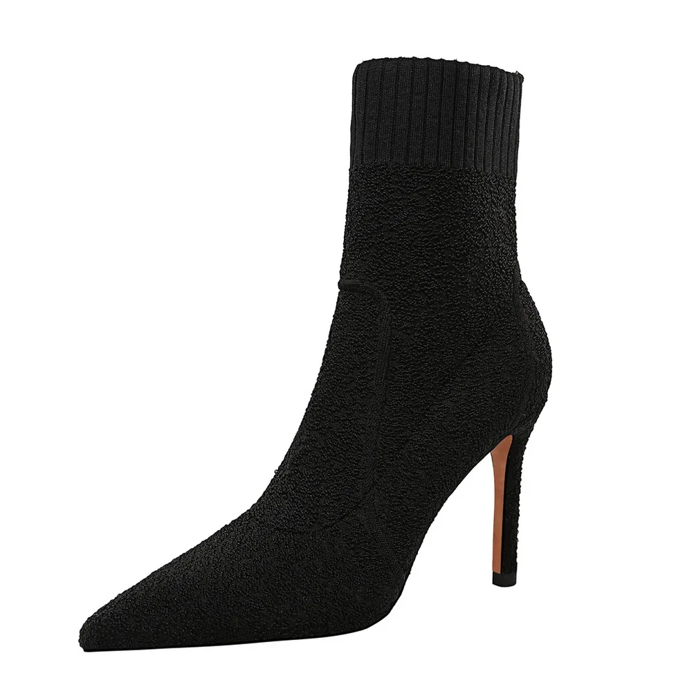 315-2 2019 new fashion contracted winter Female boots 9.5 cm Stiletto heels Pointed toes wool Lady Short boots