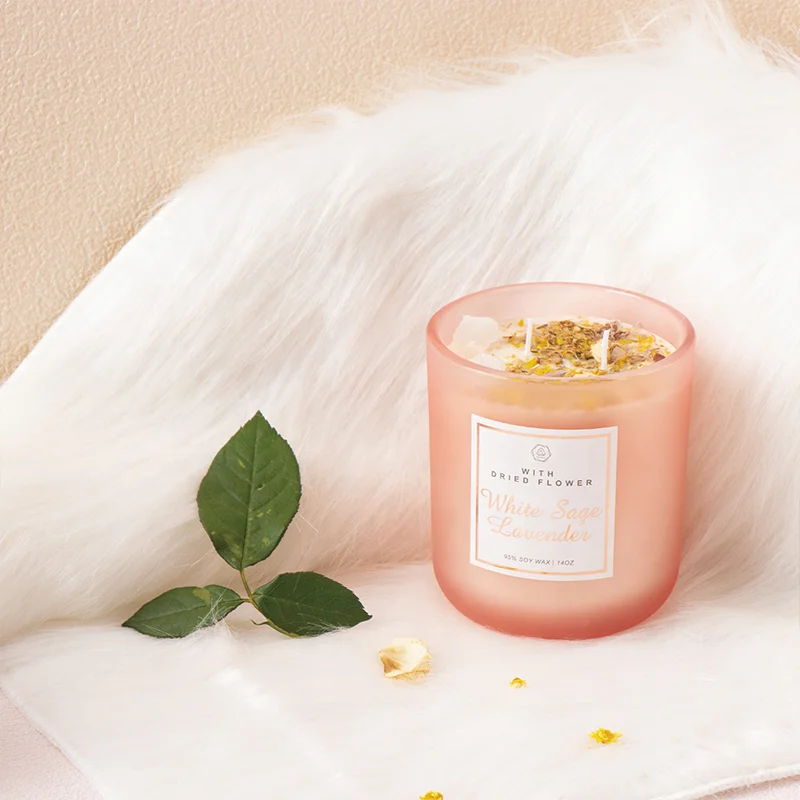 Ароматизированные свечи ручной работы роскошные лечебные драгоценные камни хрустальные ароматические соевого воска с сушеным цветком