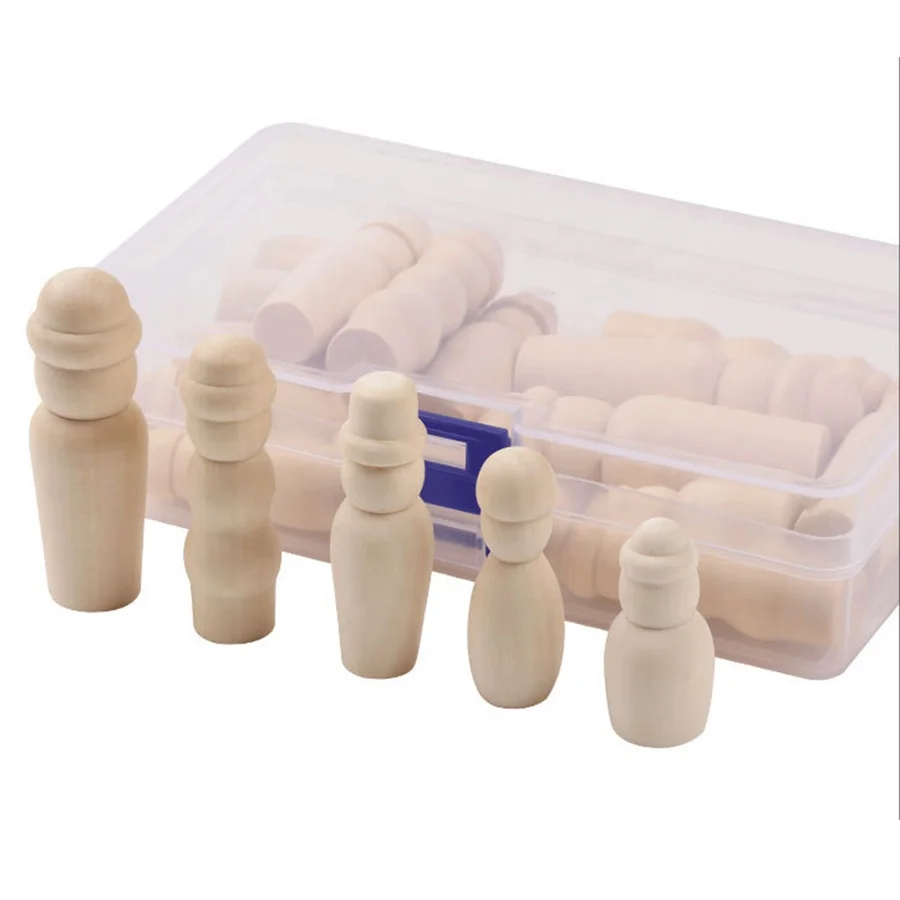 Wooden decoration figures peg people family angel dolls unfinished craft kits for kids diy kit handmade arts and crafts