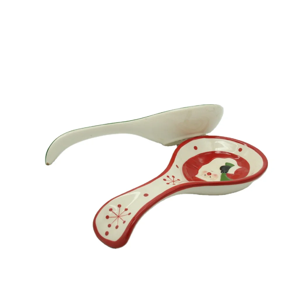 Wholesale colorful housewares ceramic spoon christmas decoration kitchenware
