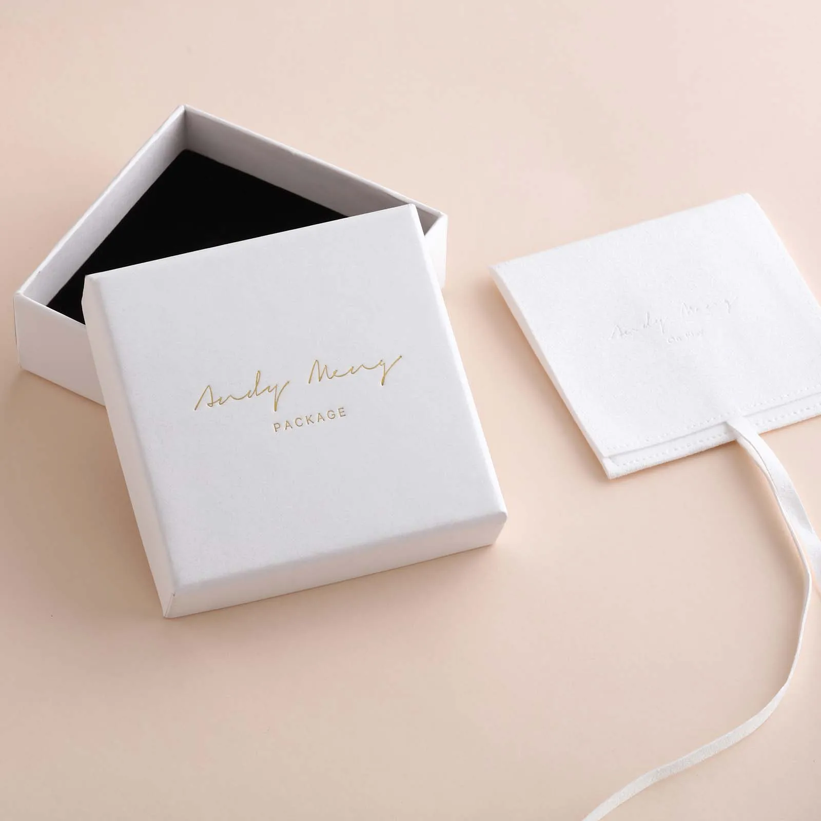  PandaSew Custom Logo Printed Lid & Base Foam Filled Rigid Cardboard Paper Gift Necklace Ring Packaging Jewelry