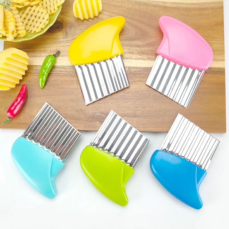 Stainless Steel French Fry Chip Kitchen Fruit Vegetable Slicer Chopper Cutting Tools Potato Cutter Wavy Knife