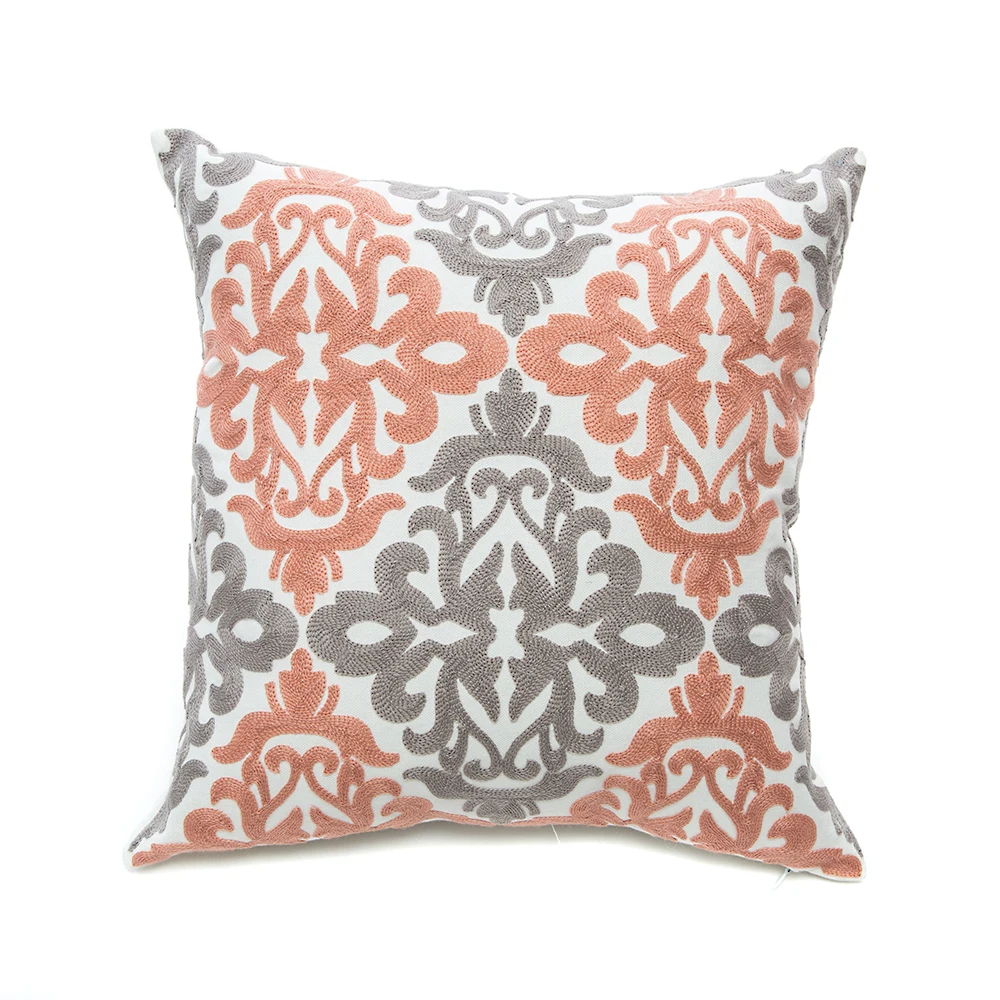 Decorative Embroidered Throw Pillows Covers Cushion Cases for Couch Sofa Bed Wine Red Grey Accent Geometric Floral